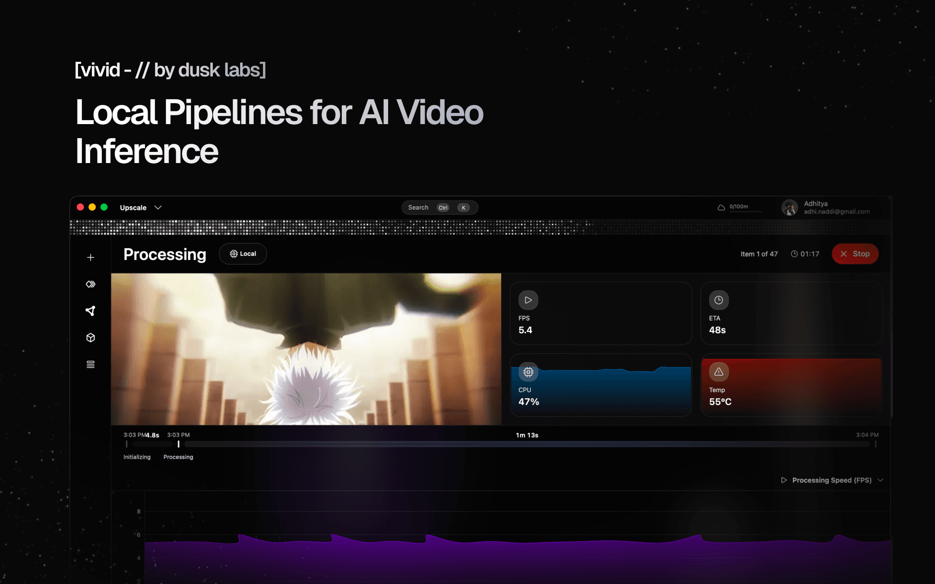Vivid desktop workflow from editing and queueing to local and cloud processing