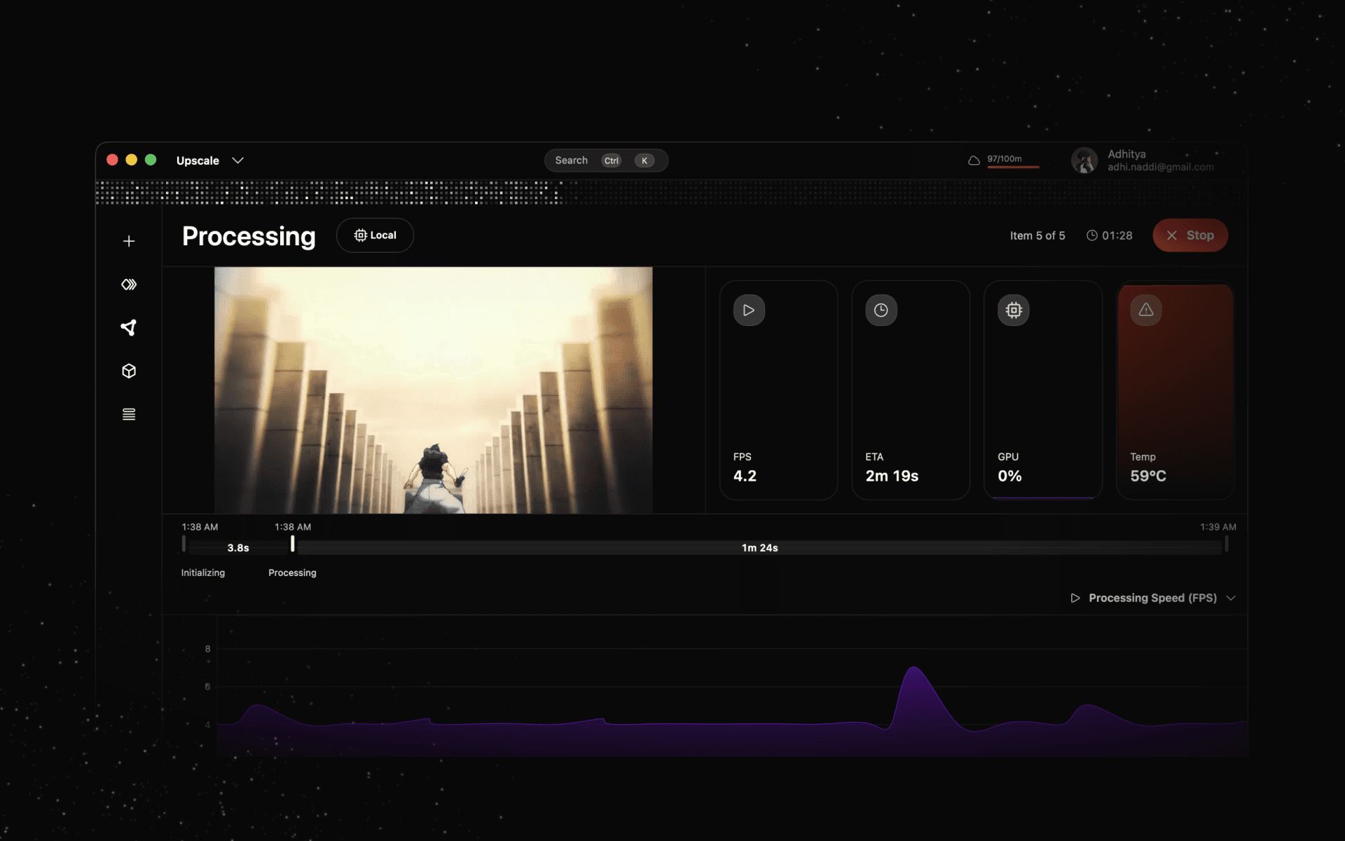 Vivid cloud path from desktop queue through Modal GPUs to Convex job state