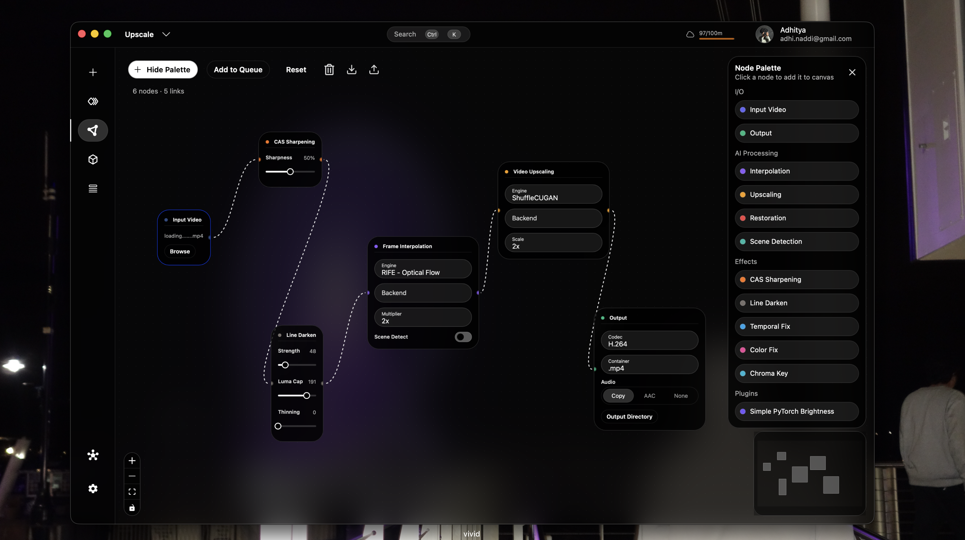 Vivid advanced options dialog with model and processing settings